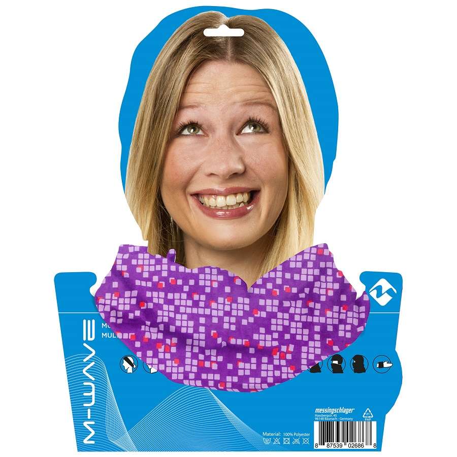 Бандана M-Wave Purple Squared, 24х48см, полиэстер с микрофиброй, фиолетовая