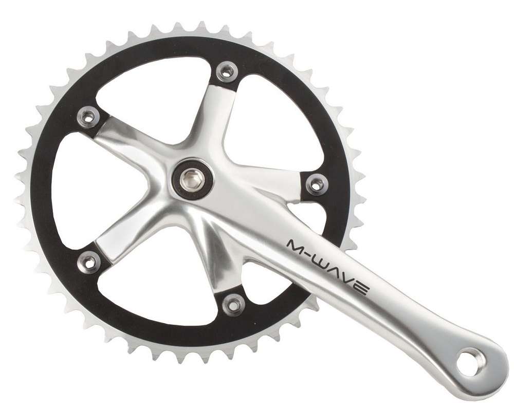 Система 1ск M-Wave, 1/2х1/8" 44T, 165мм, квадрат, алюм, серебристо-черная
