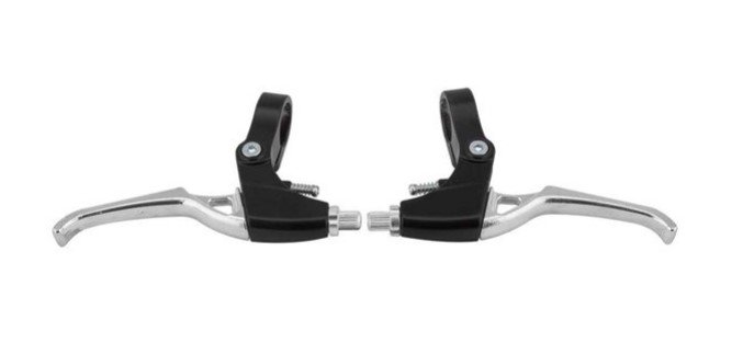 Ручки тормозные V-Brake CLARKS CLK2B,  2-пальца. пара, черно-серебристые