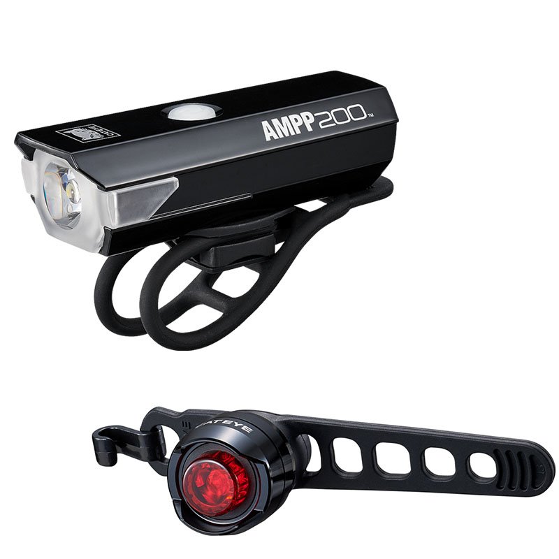 Фонари комплект CAT EYE, передняя LED, 200люмен, USB,  62гр. / ORB 40 люмен зад, 26гр