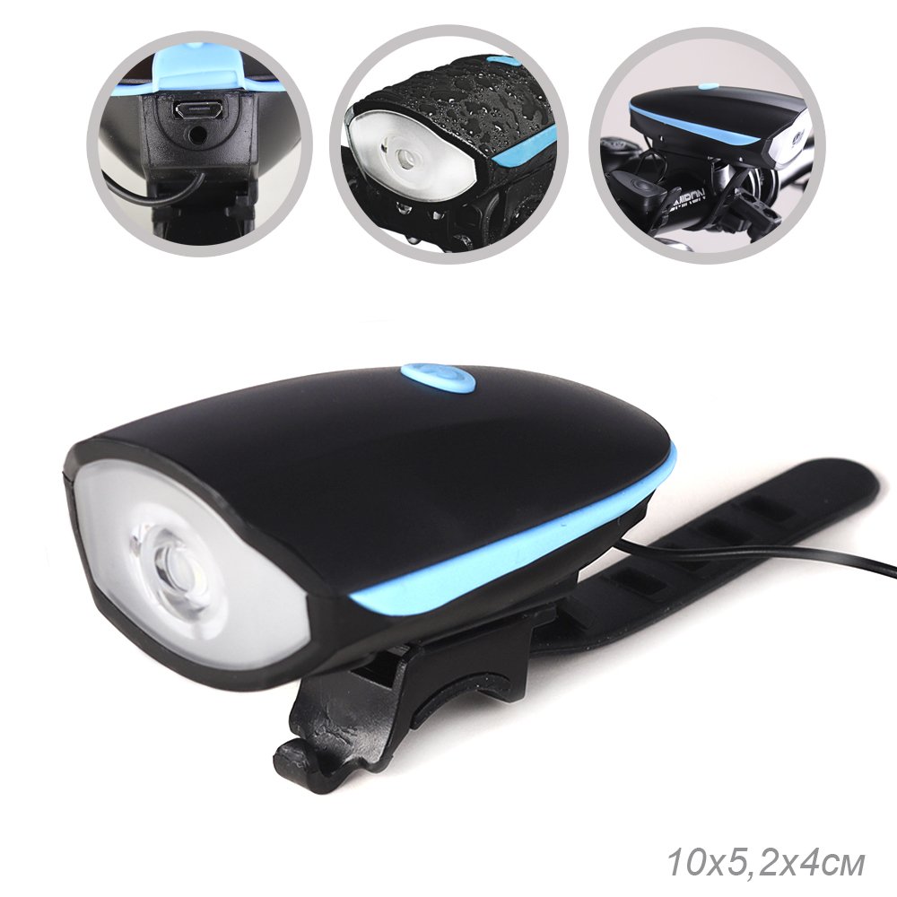 Фара передняя COMIRON "EASY", 250lm; аккумулятор 1200 mAh, USB, сигнал 140Дб