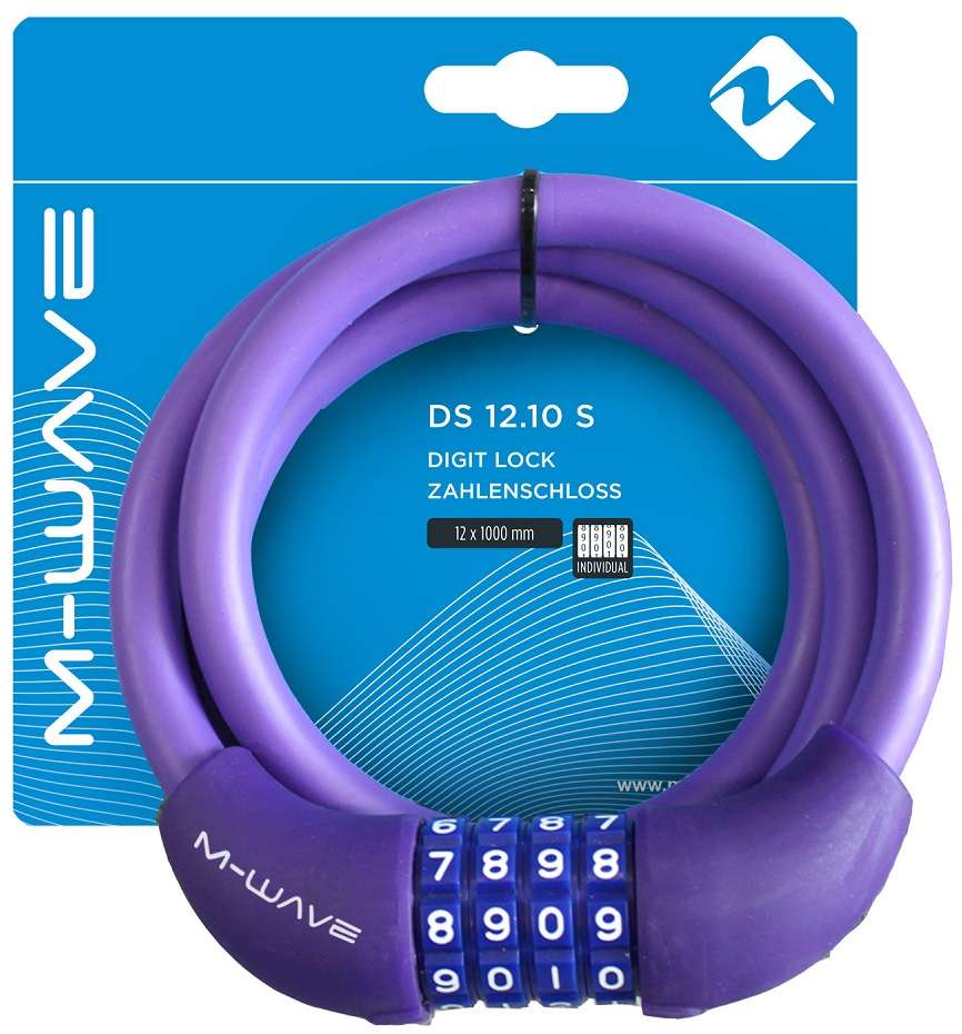 Велозамок M-WAVE 12х1000мм, кодовый, силиконовый