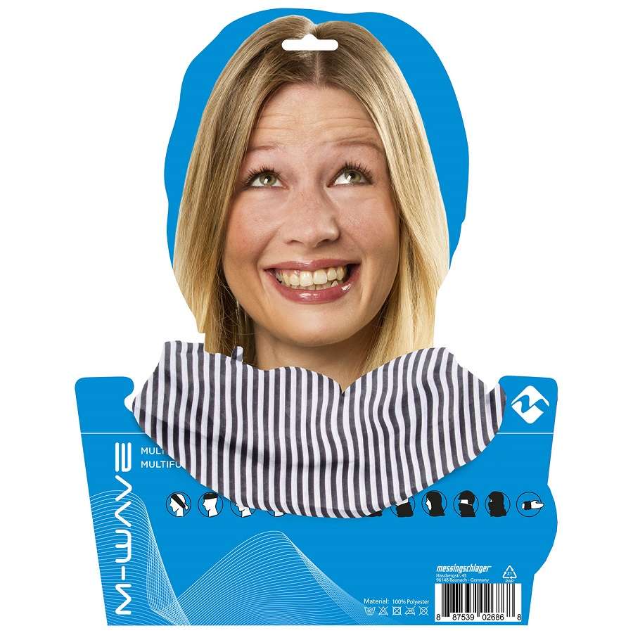 Бандана M-Wave Stripes 24х48см, дыш. полиэстер с микрофиброй, полосатая