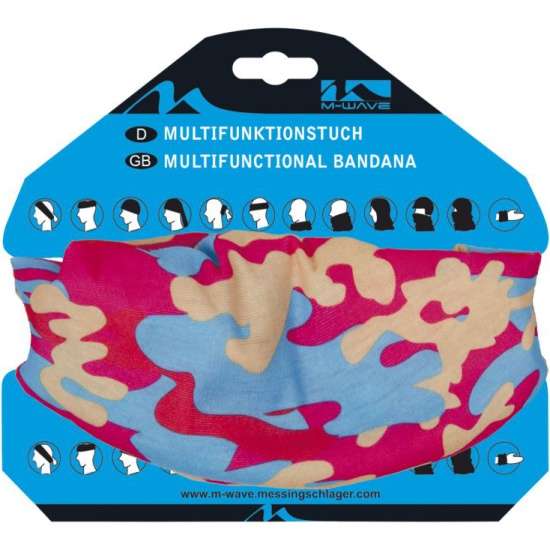 Бандана M-Wave CAMOUFLAGE, 24х48см, полиэстер с микрофиброй, розово-синяя