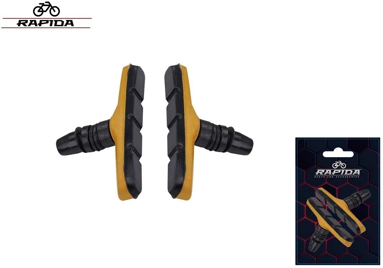 Колодки тормозные V-Brake 70 мм V-Brake, BS-126, всепогодные, двухкомпонентные, RAPIDA